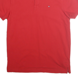 TOMMY HILFIGER Mens Red Polo Shirt Short Sleeve Slim Fit M Cotton Blend Casual