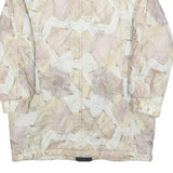 Womens Beige Polyester Blend Casual Zip Jacket L Patchwork Printed Coat