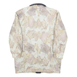 Womens Beige Polyester Blend Casual Zip Jacket L Patchwork Printed Coat