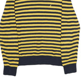 NAUTICA Mens Yellow & Navy Striped Pattern Cotton Blend Jumper Crew Neck Tight