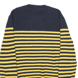 NAUTICA Mens Yellow & Navy Striped Pattern Cotton Blend Jumper Crew Neck Tight
