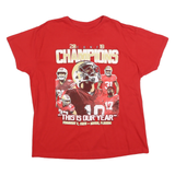Womens Red Graphic Champions Print T-Shirt L Short Sleeve Crew Neck Cotton Blend