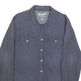 WRANGLER Mens Blue Stripe Button Shirt Retro M Cotton Casual Western Style