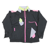 SUN GEAR Womens Black & Pink Nylon Jacket M Lightweight Colourblock Retro Style