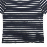 TOMMY HILFIGER Mens Navy Blue & White Striped Polo Shirt Short Sleeve L Cotton