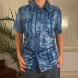 Yaz Gato Short Sleeve Shirt - Large Blue Polyester