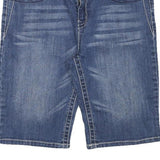 C3 Womens Denim Blue Casual Shorts L W32 Embroidered Pockets