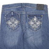 C3 Womens Denim Blue Casual Shorts L W32 Embroidered Pockets