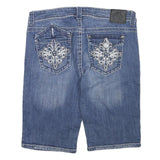 C3 Womens Denim Blue Casual Shorts L W32 Embroidered Pockets