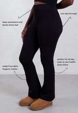 Organic Cotton Flared Leggings, Black
