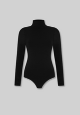Organic Cotton Long Sleeve Roll-Neck Bodysuit, Black