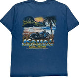 Kauai Hawaii Harley Davidson Graphic T-Shirt - Large Blue Cotton