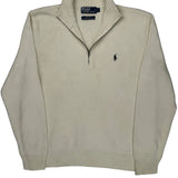 Polo By Ralph Lauren 1/4 Zip - Large Cream Cotton