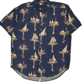 Tommy Hilfiger Hawaiian Shirt - Large Blue Viscose