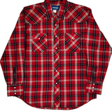 Wrangler Checked Flannel Shirt - Large Red Cotton