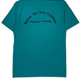 Wildlife Print Hanes Single Stitch T-Shirt - Large Blue Cotton Blend