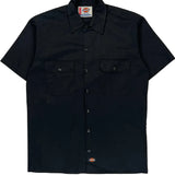 Dickies Short Sleeve Shirt - Medium Black Polyester Blend
