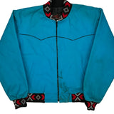 Tex Tan Unbranded Bomber Jacket - Large Blue Cotton