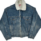 80S Made In USA Levis Sherpa Lined Denim Jacket - XL Blue Cotton