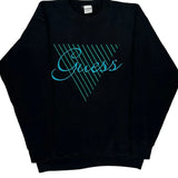 Made In USA Guess Spellout Sweatshirt - Large Black Cotton