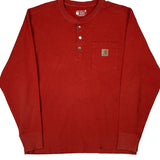 Carhartt Long Sleeve T-Shirt - Large Red Cotton