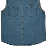 Genuine Motorclothes Harley Davidson Denim Vest - XL Blue Cotton