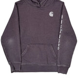 Age 12-14 Carhartt Spellout Hoodie - Large Gray Cotton