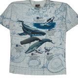 Whale Illustration Signal Sports Graphic T-Shirt - Large Blue Cotton