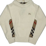Age 18 Months Burberry Checked Sweater - 2XS White Cotton