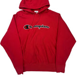 Reverse Weave Champion Spellout Hoodie - XL Red Cotton