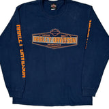 Cannonball Harley Davidson Graphic Long Sleeve T-Shirt - Large Blue Cotton