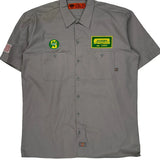American Flag Patch On Sleeve Dickies Short Sleeve Shirt - Large Gray Polyester Blend