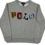 Age 10-12 Polo By Ralph Lauren Spellout Sweatshirt - Medium Gray Cotton