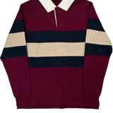 Cotton On Garments Striped Rugby Shirt - Large Burgundy Cotton