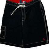 Swim Polo By Ralph Lauren Contrast Stitch Sport Shorts - Mediumw 8L Black Nylon