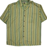 Tommy Bahama Striped Hawaiian Shirt - Large Yellow Silk