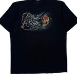 Tattoo Style Rock Eagle Single Stitch T-Shirt - Large Black Cotton