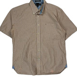Tommy Hilfiger Checked Short Sleeve Shirt - Large Brown Cotton