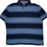 Tommy Hilfiger Striped Polo Shirt - Medium Blue Cotton