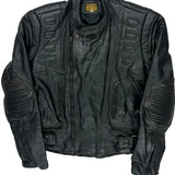 Protech Motorcycle Leather Jacket - Medium Black Leather
