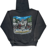 Racine, Wisconsin Harley Davidson Graphic Hoodie - Medium Gray Cotton Blend