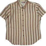 Guess Striped Short Sleeve Shirt - XL Multicoloured Linen Blend