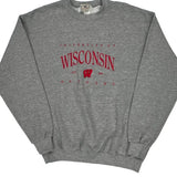 Made In USA Wisconsin Badgers Lee College Sweatshirt - Large Grey Cotton