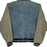 90S Carhartt Fleece Lined Denim Varsity Jacket - Large Beige Cotton