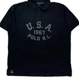 Polo By Ralph Lauren Graphic Polo Shirt - 2XL Black Cotton