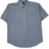 Tommy Hilfiger Checked Short Sleeve Shirt - Large Blue Cotton