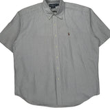 Blake Ralph Lauren Striped Short Sleeve Shirt - XL Blue Cotton