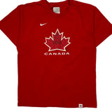 Canada Nike T-Shirt - Large Red Cotton