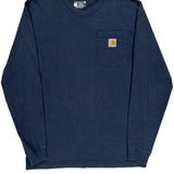 Carhartt Long Sleeve T-Shirt - Small Blue Cotton