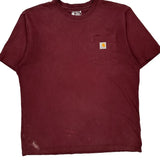 Loose Fit Carhartt T-Shirt - Large Burgundy Cotton